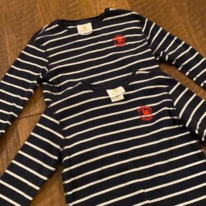 Set of 2 Primrose Navy/White Striped Long Sleeve YXS